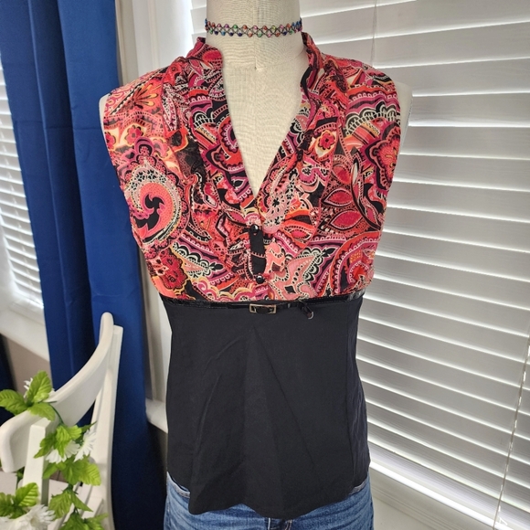 Studio 1940 Tops - Studio 1940 Sleeveless Black Paisley Shirt Sz Large Business Casual